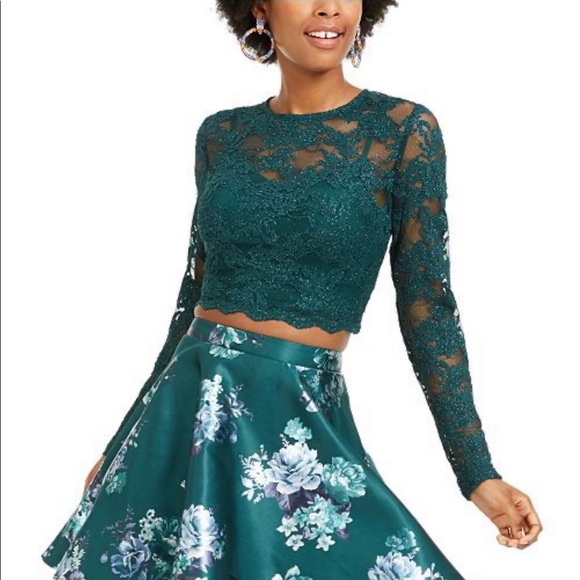 City Studios Green Floral Skirt - Picture 1 of 3